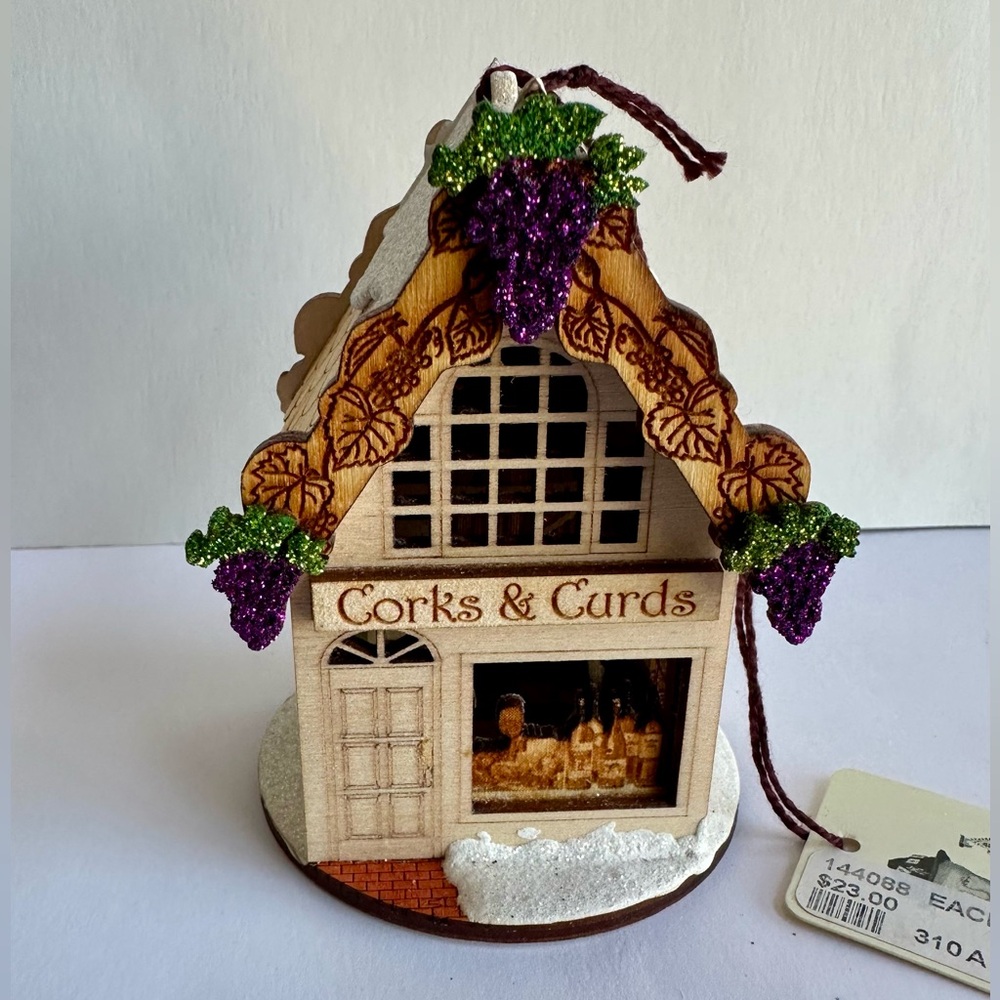 Holiday Ginger Cottage Ornament Wine & Cheese